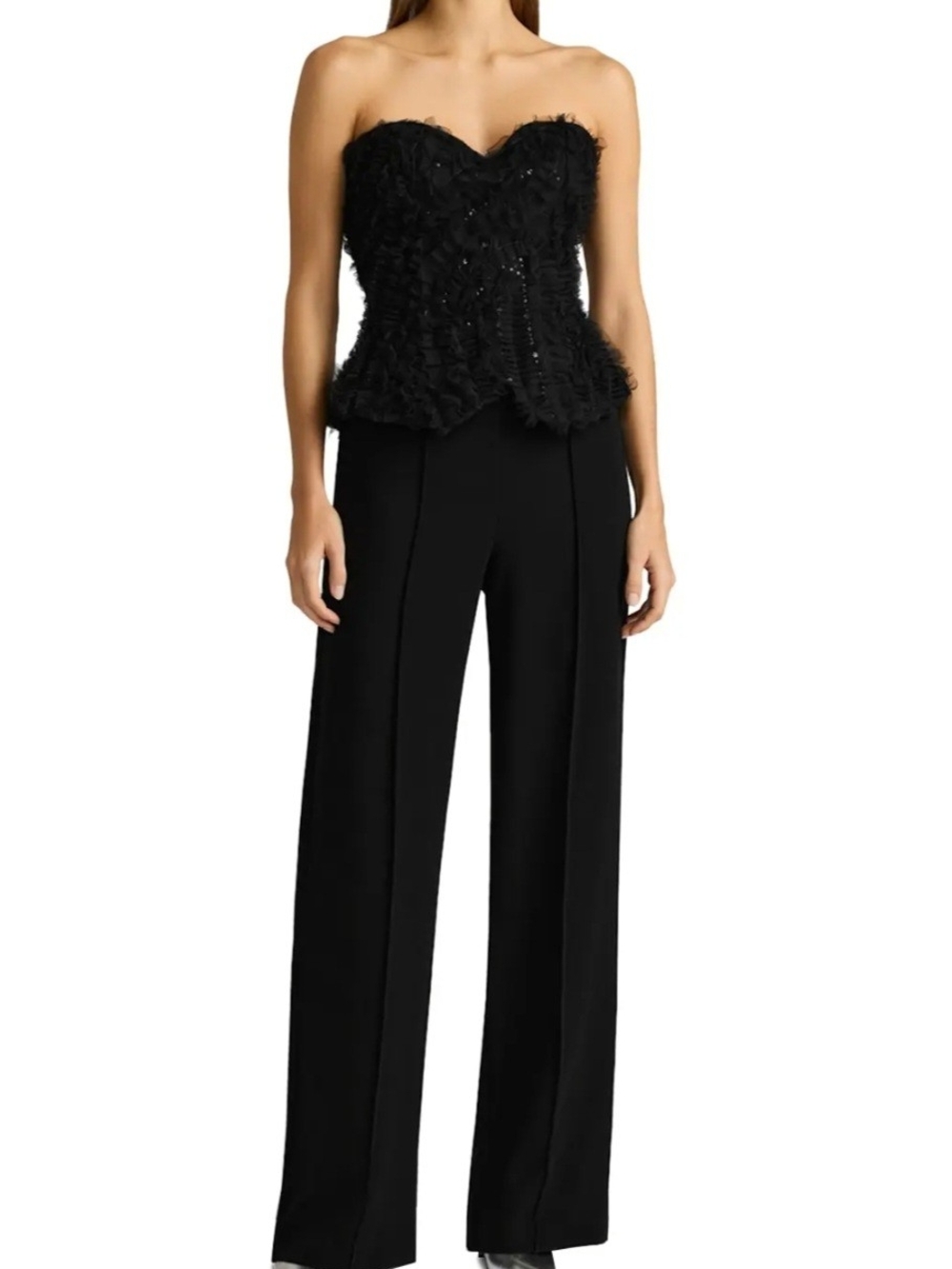 New Zac Posen Applique On Lace Bustier Jumpsuit Size 4